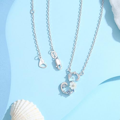 VIKI LYNN Initial Necklace for Women 925 Sterling Silver Initial A to Z Letter Pendant Necklace with Blue Flower Cubic Zirconia Birthday Engagement Gift for Women,Mom, Couple - style: Letter S