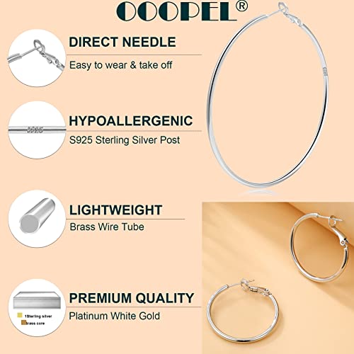 2mm Sterling Silver Big Hoop Earrings For Women - Large Hypoallergenic Circle Endless Thin Oversize Silver Hoops - color: Silver,20mm hoops