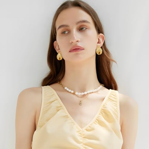 Gold Geometric Drop Dangle Earrings for Women Chunky Trendy Knot Stud Small Twisted Link Earring Jewelry Gift - color: Gold-Knot-E