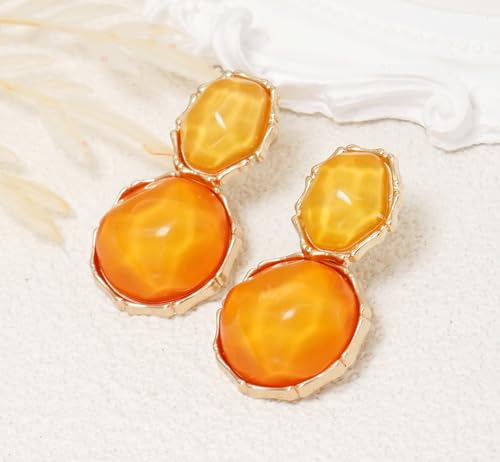 Resin Earrings for Women Acrylic Water Ripple Earring Boho Dangle Drop Earring - color: Yellow