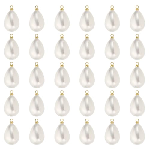PATIKIL Pearl Charm, 50Pcs Pearl Beads Teardrop Faux Pearl Pendant Charm with Loop for Jewelry Making Bracelets Earrings Necklace - color: Gold, size: 18x13mm