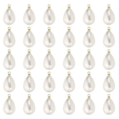 PATIKIL Pearl Charm, 50Pcs Pearl Beads Teardrop Faux Pearl Pendant Charm with Loop for Jewelry Making Bracelets Earrings Necklace - color: Gold, size: 18x13mm