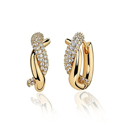 Cubic Zirconia Huggie Earrings 14k Gold Plated Tiny Earrings Small Huggie Hoop Earrings Simple Lightweight Hoops Gift for Women - color: S winding