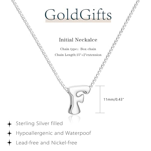Bubble Gold Initial Necklaces for Women,14K Gold Plated A-Z Initial Necklaces for Women, Chunky balloon letter name Pendant Necklace Fashion Jewelry Gifts - color: F, style: Silver