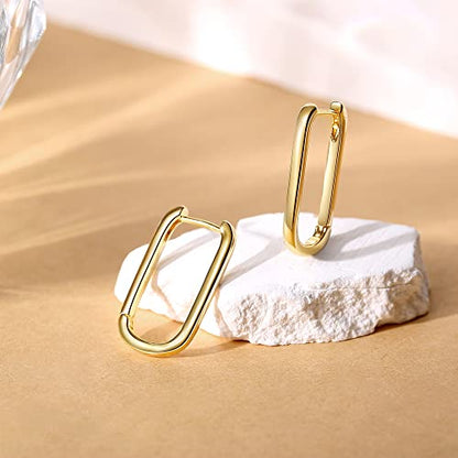 Me&Hz Gold Huggie Earrings Small Huggie Hoop Earrings for Women 14K Gold Plated Hypoallergenic Cubic Zirconia Huggies Mini Silver Hoop Earring for Women - color: Paperclip Hoop,Gold