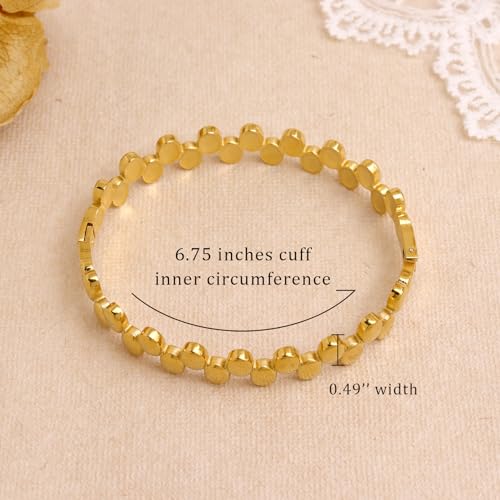 Chunky Gold Silver Bangle Bracelet for Women | Trendy, Minimalist, Oval Beads, Non Tarnish, Adjustable Bracelets, Prom, Party Jewelry Gift - color: Gold