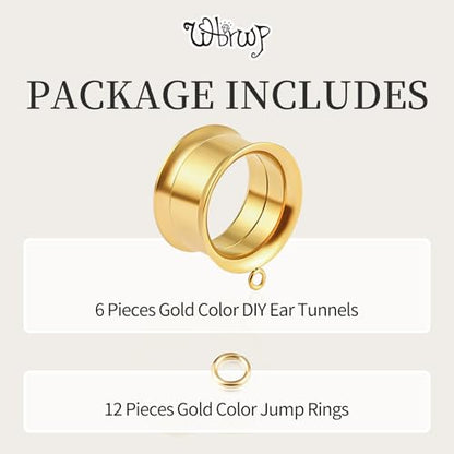 WBRWP 6pcs Ear Gauges Tunnels Plugs: DIY Ear Tunnles Piercing Expander Stainless Steel Double Flared Screw Gauges - color: Gold-Style 1