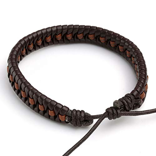 Leather Braided Bracelet Cuff Wrap Wristband for Men Women Adjustable - color: K:8pcs