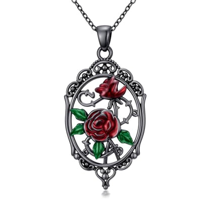 Sterling Silver Halloween Necklace Gothic Jewelry Gifts for Women Men - style: Cameo-Rose