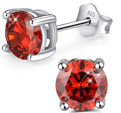Adabele Authentic Sterling Silver Birthstone Stud Earrings 6mm 8mm Cubic Zirconia Imitation Diamond Gemstone Hypoallergenic Nickel Free Tarnish Resistant Women Fine Jewelry - color: January, size: 6mm/0.84 Carat