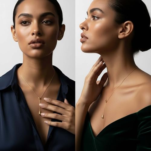 Lariat Gold Necklace for Women, Dainty Long Necklace Gold/Silver Plated Y-Shaped Pendant Necklace, Trendy Drop Necklaces Simple Gold Jewelry Gifts For Women - style: Waterdrop-Gold