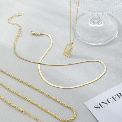 MFRYK Gold/Silver Necklaces Stack For Women,14K Gold/Sterling Silver Plated Simple Layered Choker Necklaces For Women,Stackable Multilayer Pearl Cross Disc Circle Pendant Cuban Herringbone Snake Paperclip Chain Necklaces Set Jewelry Gift for Women - style