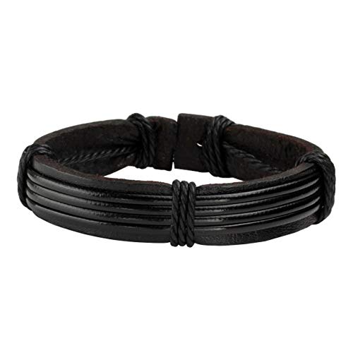 Leather Braided Bracelet Cuff Wrap Wristband for Men Women Adjustable - color: D:6pcs