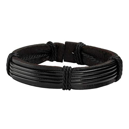 Leather Braided Bracelet Cuff Wrap Wristband for Men Women Adjustable - color: D:6pcs