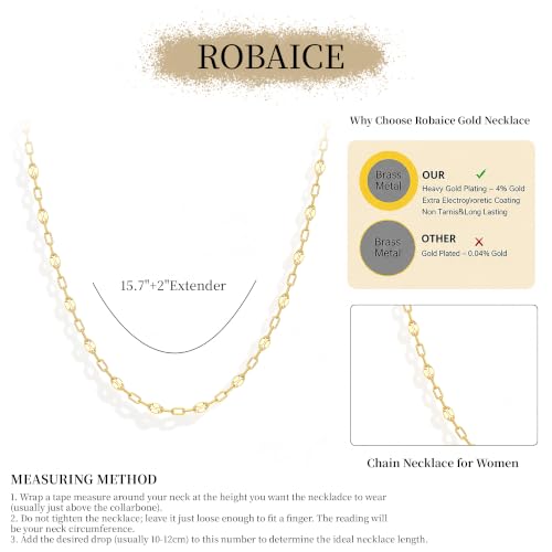 Robaice Necklaces for Women, 14K Gold/Silver Plated Chain Necklace | Dainty Paperclip Cuban Chain, Choker Necklace for Women, Non Tarnish Jewelry Gifts Trendy - color: Gold Paperclip Chain
