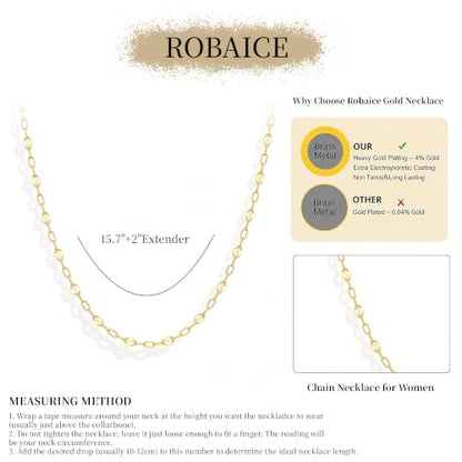 Robaice Necklaces for Women, 14K Gold/Silver Plated Chain Necklace | Dainty Paperclip Cuban Chain, Choker Necklace for Women, Non Tarnish Jewelry Gifts Trendy - color: Gold Paperclip Chain