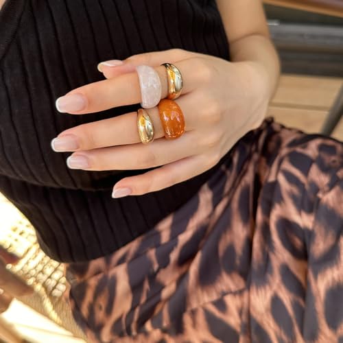Chunky Gold Rings Set for Women Stacking Finger Knuckle Rings Silver Statement Ring Set Punk Jewelry - style: 144-4pcs