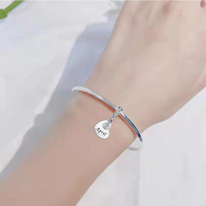 NARTGO January-December Birthstone Birthday Charm Heart Dangle Beads Jewelry Gift for Women Compatible with Pandora Bracelets & Necklaces - style: April Birthstone