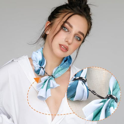Joez Wonderful Scarf Ring Clip, Wide Band Chunky Chain Silk Scarf Buckle, Shawl Clips Scarf Clasp Holder Scarves Pin - color: (Horsebit) Black