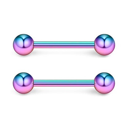 316L Stainless Steel Nipple Shield Barbell Ring Bar Body Piercing 14G - style: Mix Color(8pcs)-12mm