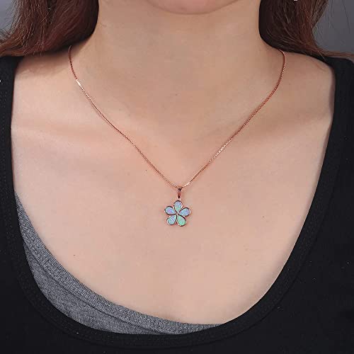 CiNily Opal Leaf/Flower Pendant Necklace for Women Silver Plated Jewelry Gift - color: Flower-Rose Gold