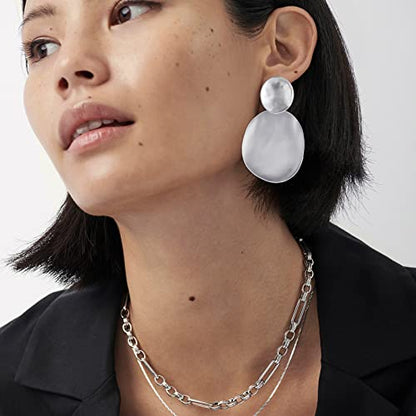 Women's Statement Clip-On Earrings Hypoallergenic Lightweight Clip Earrings - color: oval