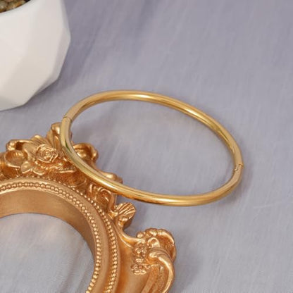 Eigso 13MM Large Gold Plated Chunky Bracelet Bangle for Women Men Trendy Thick Arc Shape Open Cuff Bangles Bracelets for Woman Man - color: Gold-4mm2