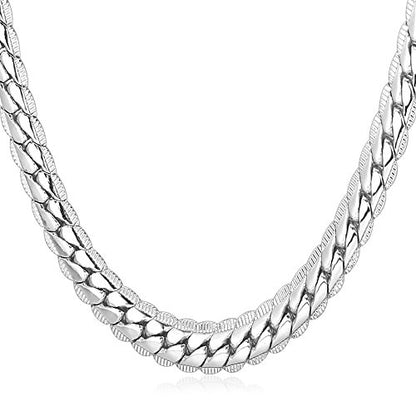 U7 Men Stainless Steel Necklace Cuban Link Chain, Flat Curb Chain Necklaces Unisex, Silver/Black/Gold Plated Chunky Hip Hop Neck Chain, 6mm/9mm Width, 18-32 Inches Length Jewelry for Mens Women - color: c. 6mm Steel, size: 24 Inches, style: a. Flat Curb