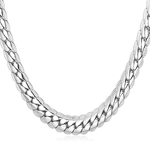 U7 Men Stainless Steel Necklace Cuban Link Chain, Flat Curb Chain Necklaces Unisex, Silver/Black/Gold Plated Chunky Hip Hop Neck Chain, 6mm/9mm Width, 18-32 Inches Length Jewelry for Mens Women - color: c. 6mm Steel, size: 24 Inches, style: a. Flat Curb
