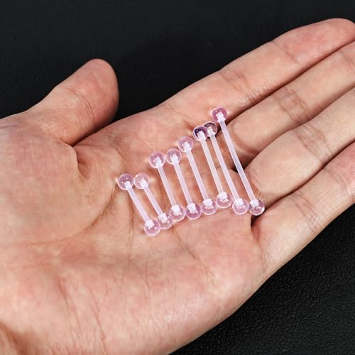 14G Clear Bioflex Flexible Acrylic Straight Bar Piercing | Tongue Rings Barbells Nipple Ring Retainer, For Work, Pregnancy, MRI, Surgery, 12MM-38MM - color: 21-38mm*2 PCS