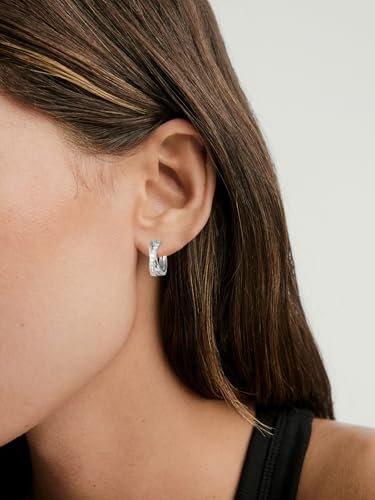 Women's Huggie Hoops with Birthstone 925 Sterling Silver Huggie Stud Hypoallergenic 14K Gold Plated Moissanite Earrings -Emerald Sapphire Ruby Hoop Earrings, Size 20 25mm - color: B -Silver CZ, size: 20mm (0.78 Inch)