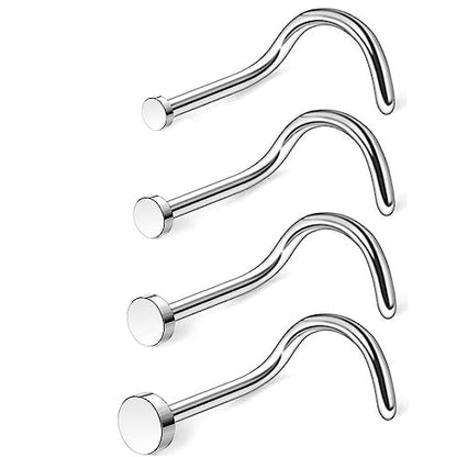 4pcs Grade 23 Titanium Nose Studs 20G/18G Flat/CZ Tiny Nose Rings Hypoallergenic G23 Nostril Piercing Jewelry for Women Men 1.5mm 2mm 2.5mm 3mm Flat Nose Bone Straight/Screws/L Shaped - color: 4pcs Screws Flat(1.5mm 2mm 2.5mm 3mm)