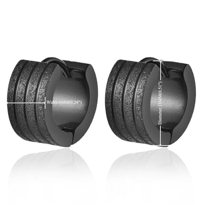 Huggie Hinged Hoop Earrings, Stainless Steel, Classic, mens womens, Cool - color: Glittering Black
