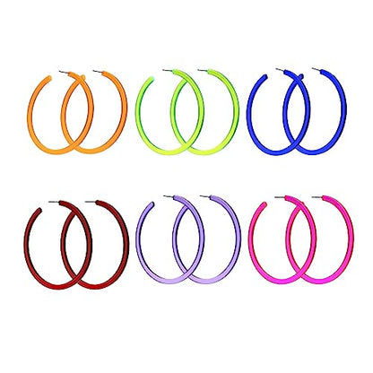 Colorful Big Hoop Earring Acrylic Open Large Hoop Earrings C Shape Trendy Chunky Earrings 80s 90s Retro Lightweight Statement Ear Jewelry Earring For Women - color: 70mm 6 Pairs