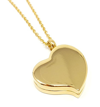 Amour Heart Pill Necklace - Polished Heart Locket with Strong Magnetic Closure - Medication Necklace - Keep Your Medication Securely with You at All Times - 26 Inch Chain - color: Gold