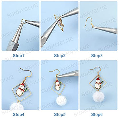 SUNNYCLUE 1 Box 10 Pairs Christmas Themed Earring Making Kits Santa Claus Snowman Christmas Trees Reindeer Enamel Pendants Charms Faux Mink Fur Covered Pendants for Jewerly Xmas Earrings - color: 4-diy-10 Pairs Christmas Pompom Ball Enamel Earrings
