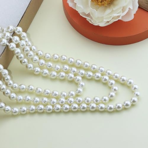 Pearl Necklaces for Women 60'' 70" Long Pearl Necklace 15.75'' Pearl Choker Necklace Chunky Bead Layered Faux Pearl Dangle Wedding Bridal 1920s Gatsby Christmas Costume Jewelry Gifts - color: Cream White-60''