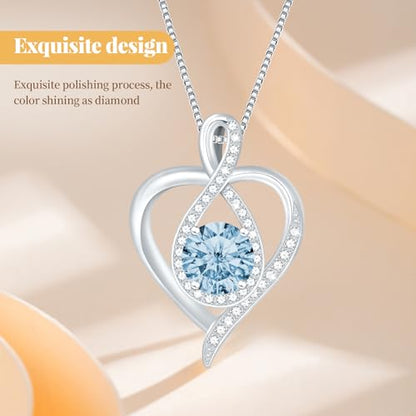 925 Sterling Silver Infinity Heart Necklace for Women, Rhodium Plated Cubic Zirconia Pendant Gift for Girlfriend Wife Mom - Anniversary Valentine's Day Birthday Present with Elegant Gift Box - color: Silver-03-Mar