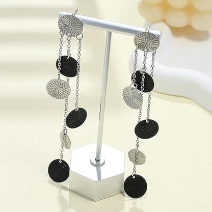 Gold Dangle Earrings for Women Long Statement Drop Boho Gold Chandelier Disc Tassel Earrings Dangle for Party Wedding Trendy Jewelry Gifts - color: M1