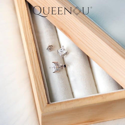 Moissanite Earrings Studs 1ct-3ct for Women/Men, 925 Sterling Silver with 18K White Gold Plated Hypoallergenic Flat Screw Back Birthday Gifts for Women Girlfriend Wife Engagement Jewelry - color: Square#4Ct-(2.0ct*2)