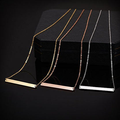 Multi Gold Bar Necklace for Women Vertical/Horizontal Bar Pendant Necklaces with Adjustable Chain Necklace Adult Jewelry - color: Gold