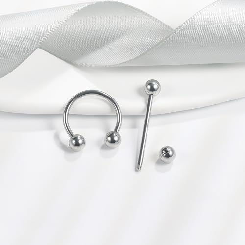 14G 16G 12G Nipple Piercings Tongue Rings Externally Threaded Hypoallergenic 316L Surgical Steel Nipple Hoops Tongue Barbell Piercing Jewelry for Women Men 12mm 14mm 16mm 19mm 22mm - color: Silver-16G-12mm 14mm 16mm 19mm 22mm Bars/5mm Balls