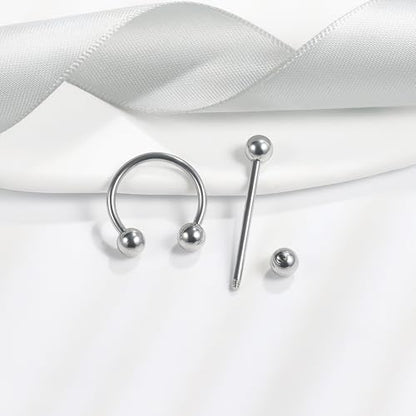 14G 16G 12G Nipple Piercings Tongue Rings Externally Threaded Hypoallergenic 316L Surgical Steel Nipple Hoops Tongue Barbell Piercing Jewelry for Women Men 12mm 14mm 16mm 19mm 22mm - color: Silver-16G-12mm 14mm 16mm 19mm 22mm Bars/5mm Balls