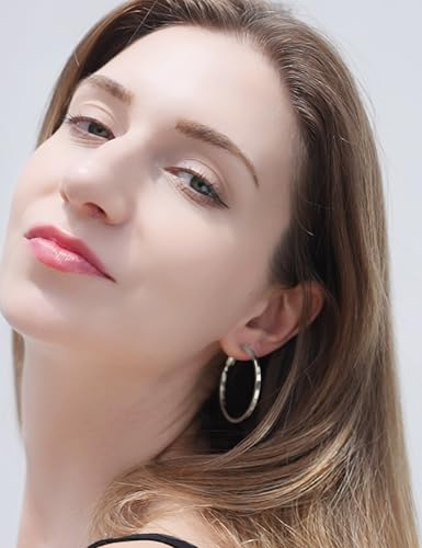 FAN&LOUIS Clip On Hoop Earrings Women,14K Gold Women's Clip-On Earrings Large Hoops Trendy for Non-Pierced Ears Lightweight 2026 - style: Sliver-40mm