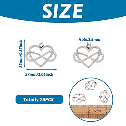 Cheriswelry Mini Heart Charms Enamel Love Heart Alloy Pendants Valentine Dangle Charms for DIY Earring Bracelet Necklace Jewelry Making - color: Heart with Infinity