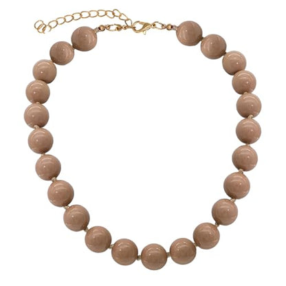 JNF Chunky Beaded Necklaces Women Large Big Ball Bead Choker Necklace Bold Statement Beads jewelry Gift - color: brown beaded