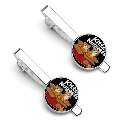 Tie Clip for Men, Tie Bar Cufflinks Set, Copper Necktie Clip And Shirt Cuff Links for Business Wedding Gift - color: Kitten Nuggets Cat Treats