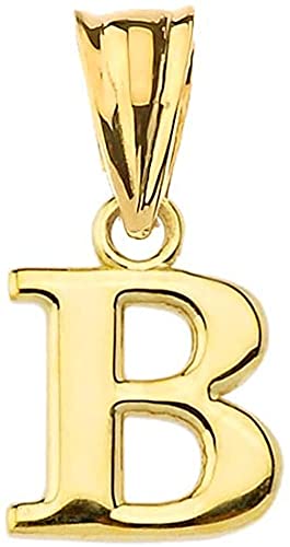 10K Yellow Gold Fine Mini Dangling Initial A-Z Charm 1/2" Pendant - Choice of Initial Letter - style: Letter B Initial Charm