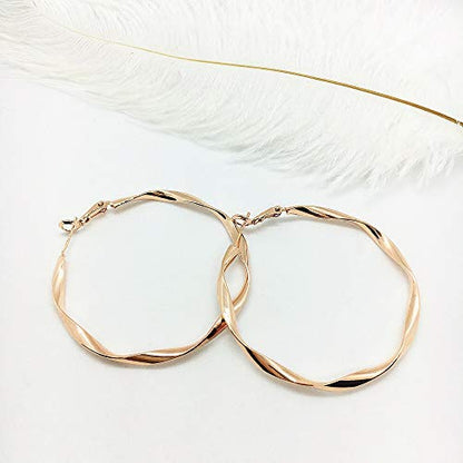 Rose/White/18k Gold Plated Hoop Earrings Lightweight Hoop Earrings For Women Loop Earrings 1in 2in - color: Rose Gold, size: 50mm
