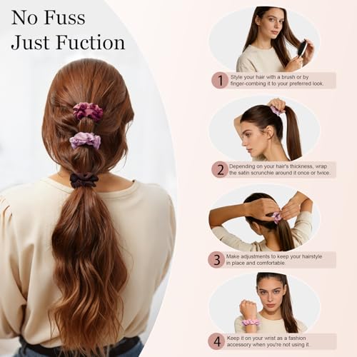 Ultra-Petite Satin Scrunchies for Women – 8PCS Blush Small Hair Ties – Soft Silk-Like Mini Hair Bands, No Crease, Frizz-Free, Gentle on Hair, Perfect for Daily Wear & Sleep - color: Small-Blusher